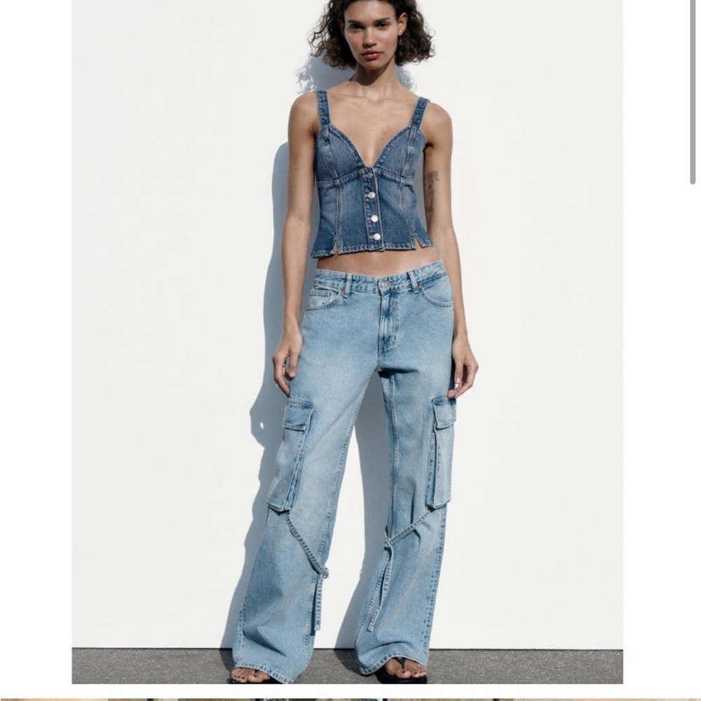 Zara TRF BELT LOOP CARGO JEANS - Picture 3 of 9